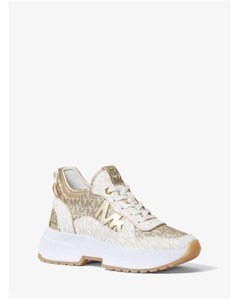 michael michael kors muse metallic logo trainer|Michael Kors Muse Metallic Logo Trainer In Gold .